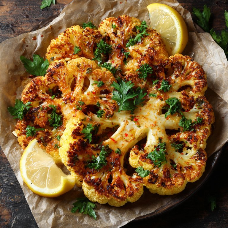 Cauliflower Steaks with Herby Lemon Butter