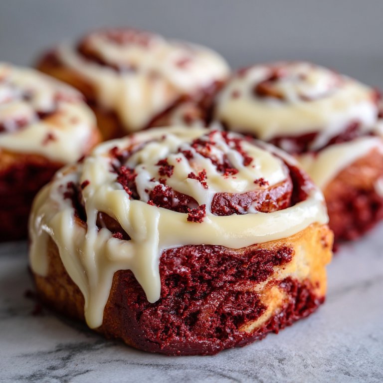 Red Velvet Cinnamon Rolls with Cream Cheese Frosting
