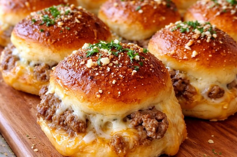 Golden Garlic Parmesan Cheeseburger Bombs