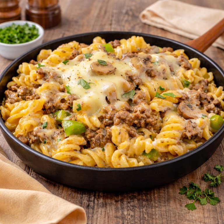 Creamy Philly Cheesesteak Pasta Dish