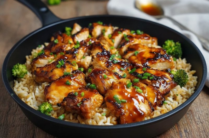 Cozy One Skillet Honey BBQ Chicken And Rice
