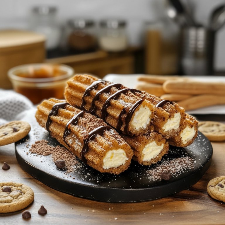 Decadent Cookie Dough Cheesecake Stuffed Churros