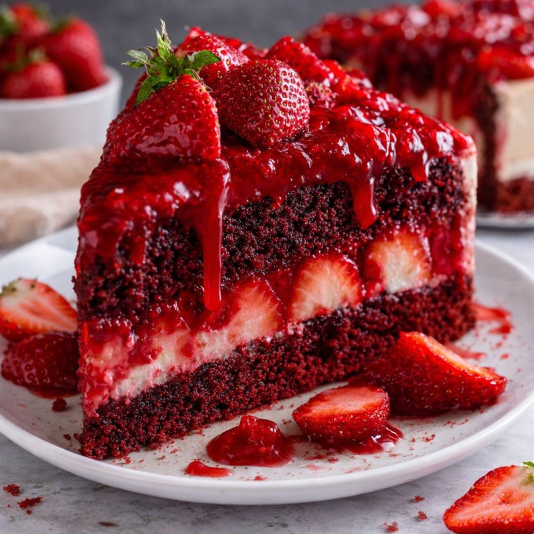Luscious Red Velvet Strawberry Cake