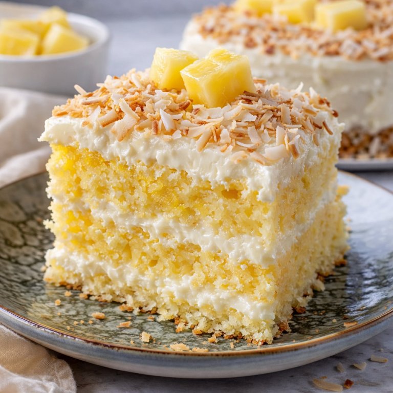 Delightful Pineapple Coconut Surprise Cake