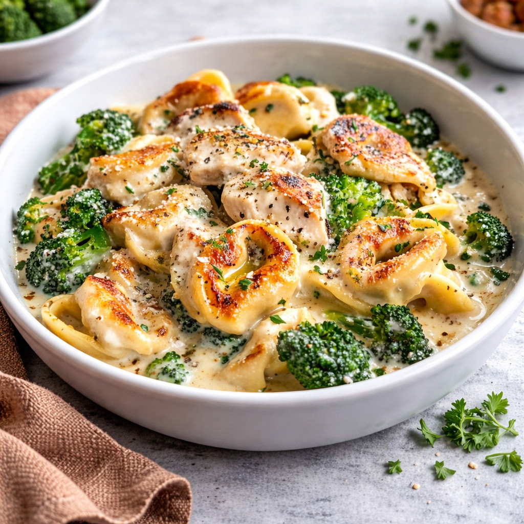 Creamy Garlic Parmesan Tortellini With Chicken And Broccoli - PP28 Thumb Creamy Garlic Parmesan Tortellini With Chicken And Broccoli